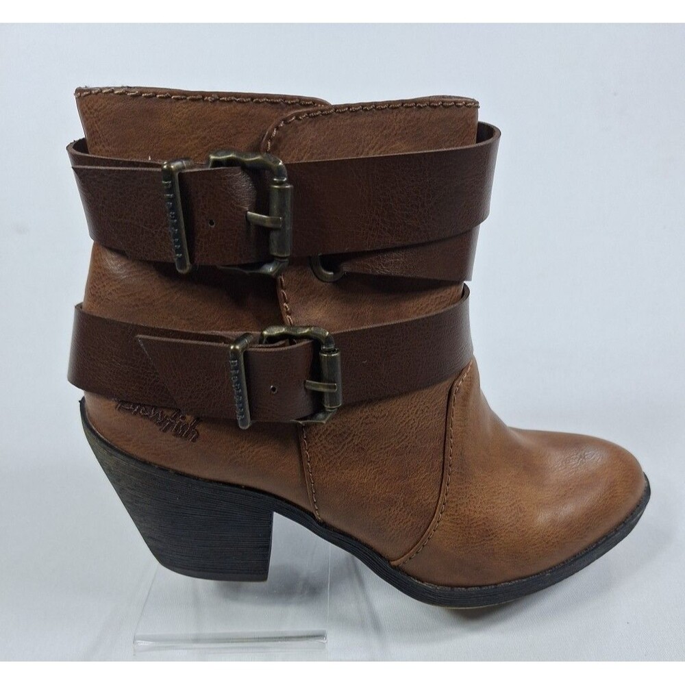 Blowfish Brown Faux Leather Zip-Up Boots Women Size 7.5 Brown Sworn Bootie - Picture 10 of 14